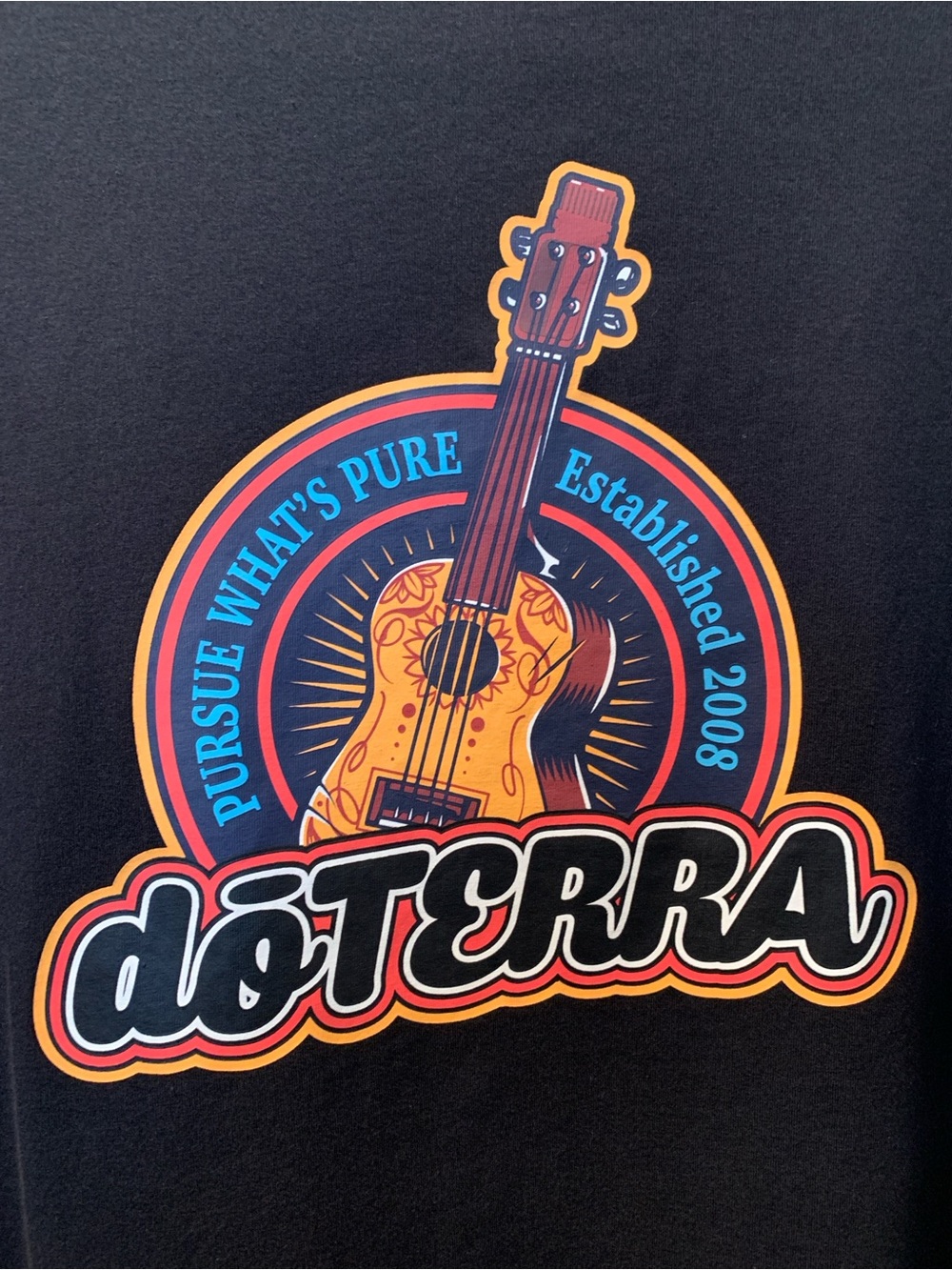 DOTERRA Black Crew Neck Guitar Graphic T-shirt Size 3XL